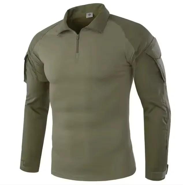 Chemise de Combat à manches longues pour hommes, chemises tactiques en coton Ripstop avec fermeture 