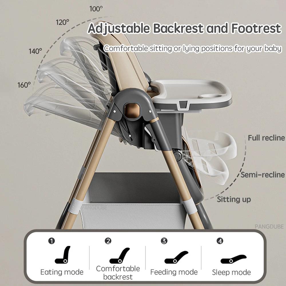 PANGDUBE Chaise haute pour bébé pour nourrir, inclinable, pliante et relevable, chaise haute à roule