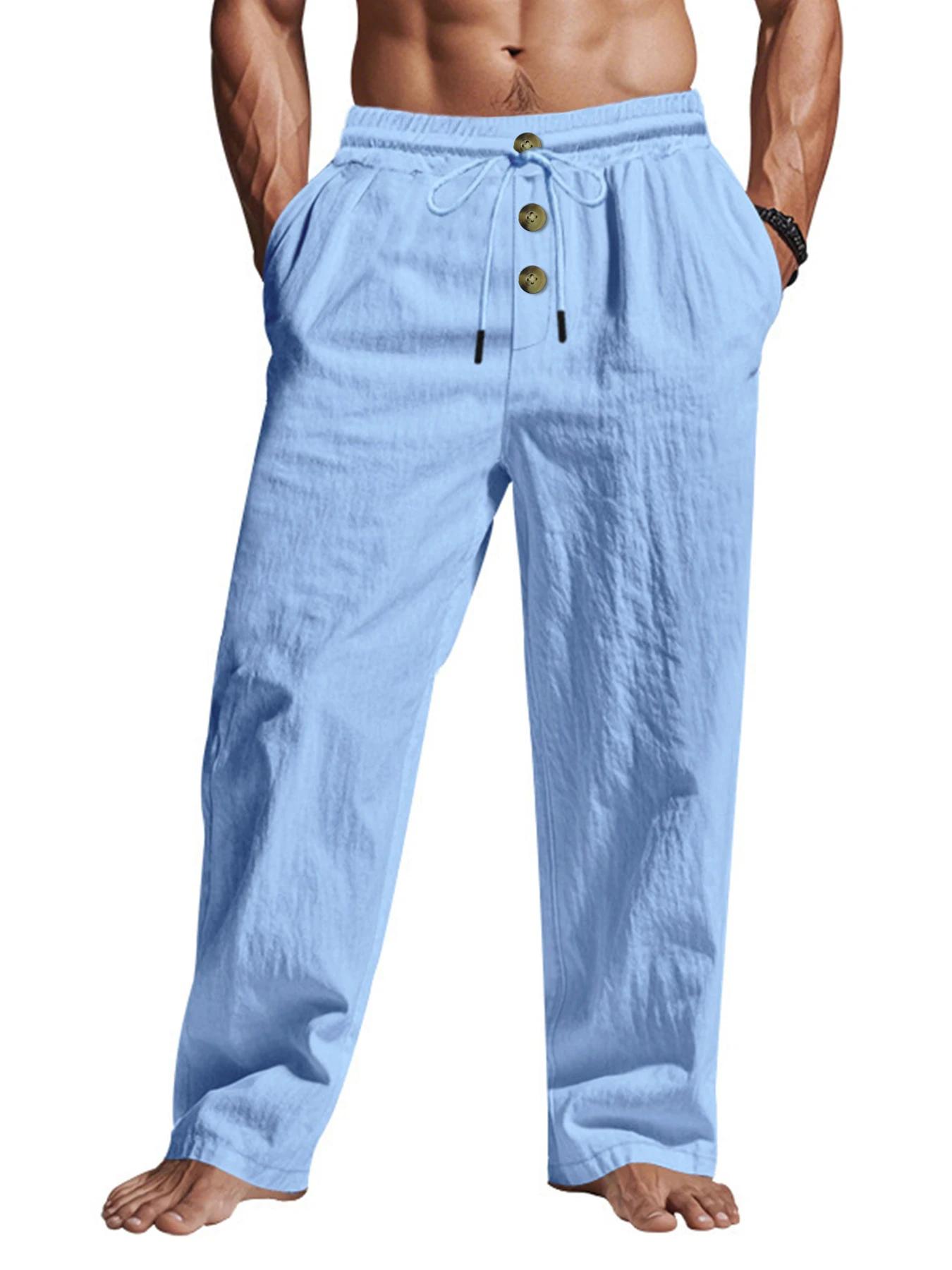 Pantalon décontracté homme 2025 printemps/été nouveau homme grande taille blanc pantalon droit solid