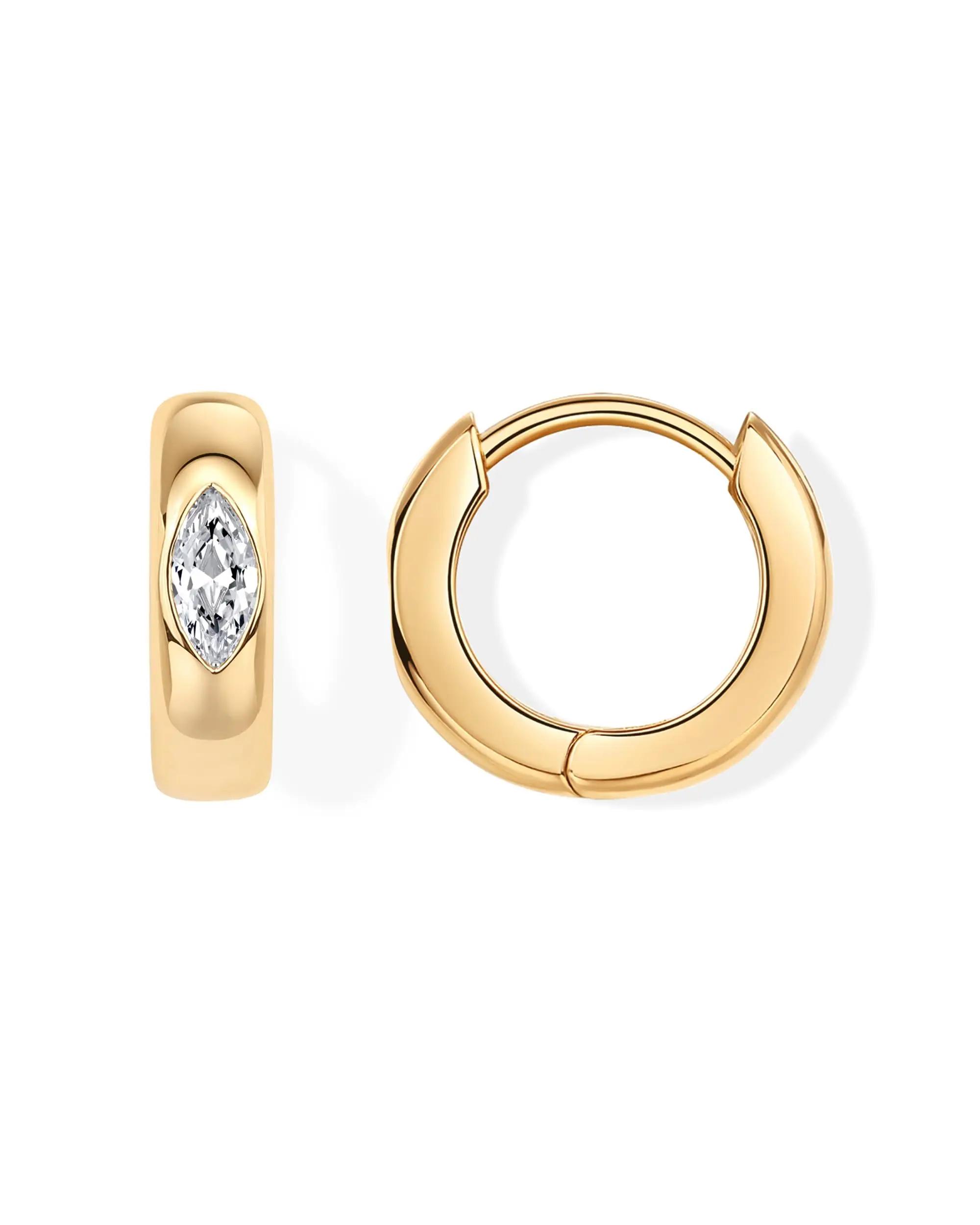 Shevalue – boucles d'oreilles créoles plaquées or 14 carats pour femmes, avec poteaux en argent Ster
