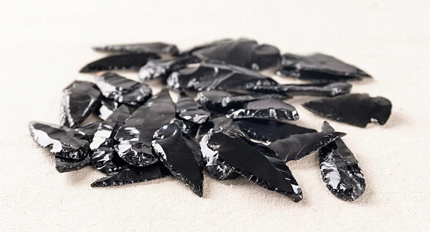 Quartz obsidienne en forme de flèche naturelle, 3 pièces, cristal d'esprit maléfique, décoration de 