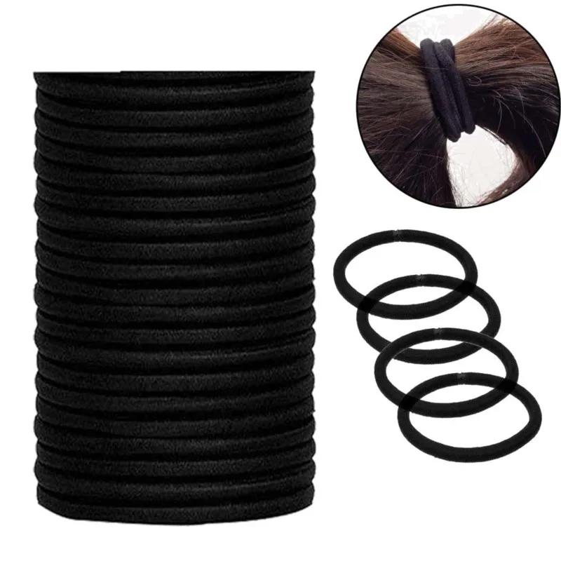 10/30/50pcs 4MM noir élastique pour queue de cheval bandes de cheveux élastiques chouchous pour femm