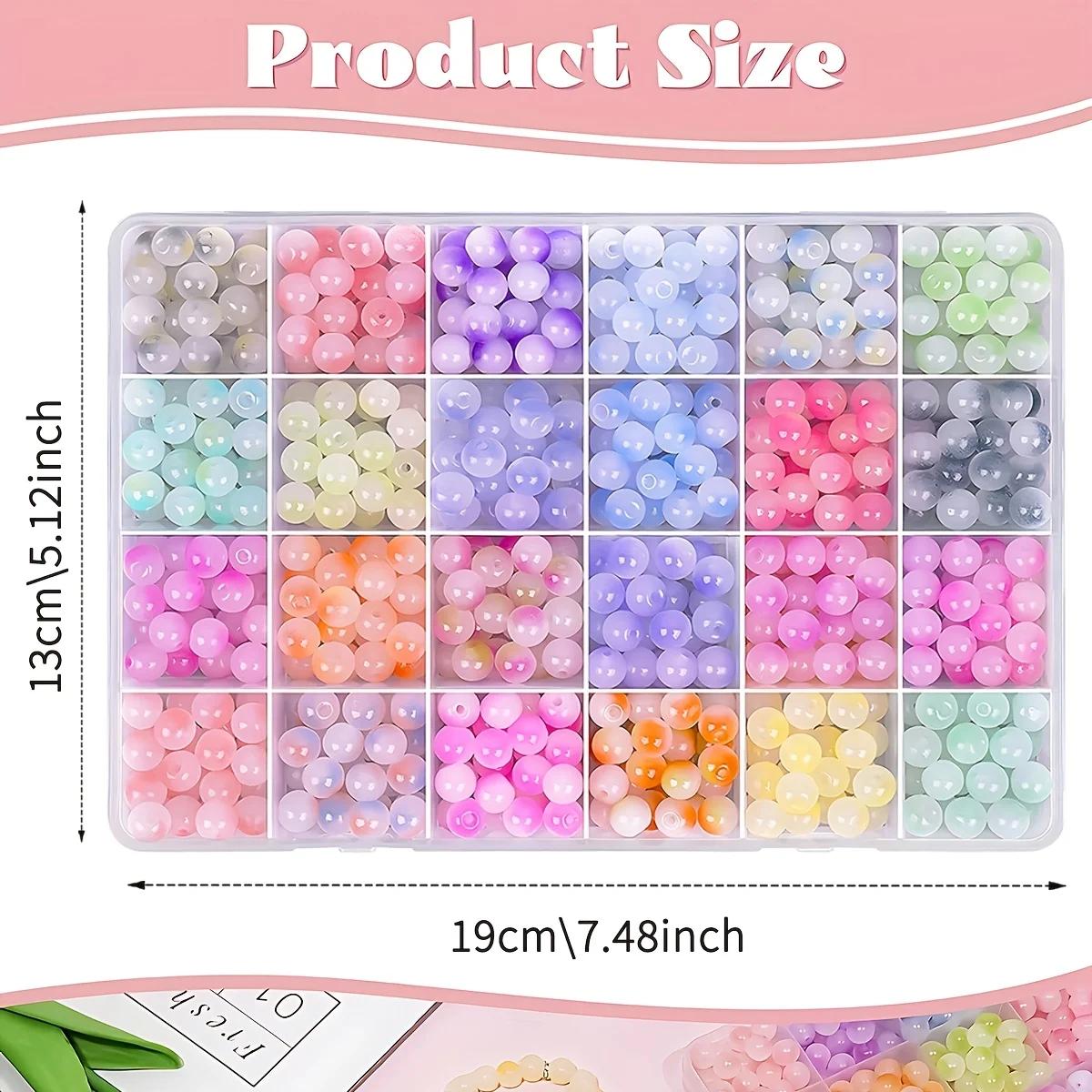 Kit de fabrication de bijoux en perles de verre cristal 24 couleurs, 480 pièces, perles rondes de St