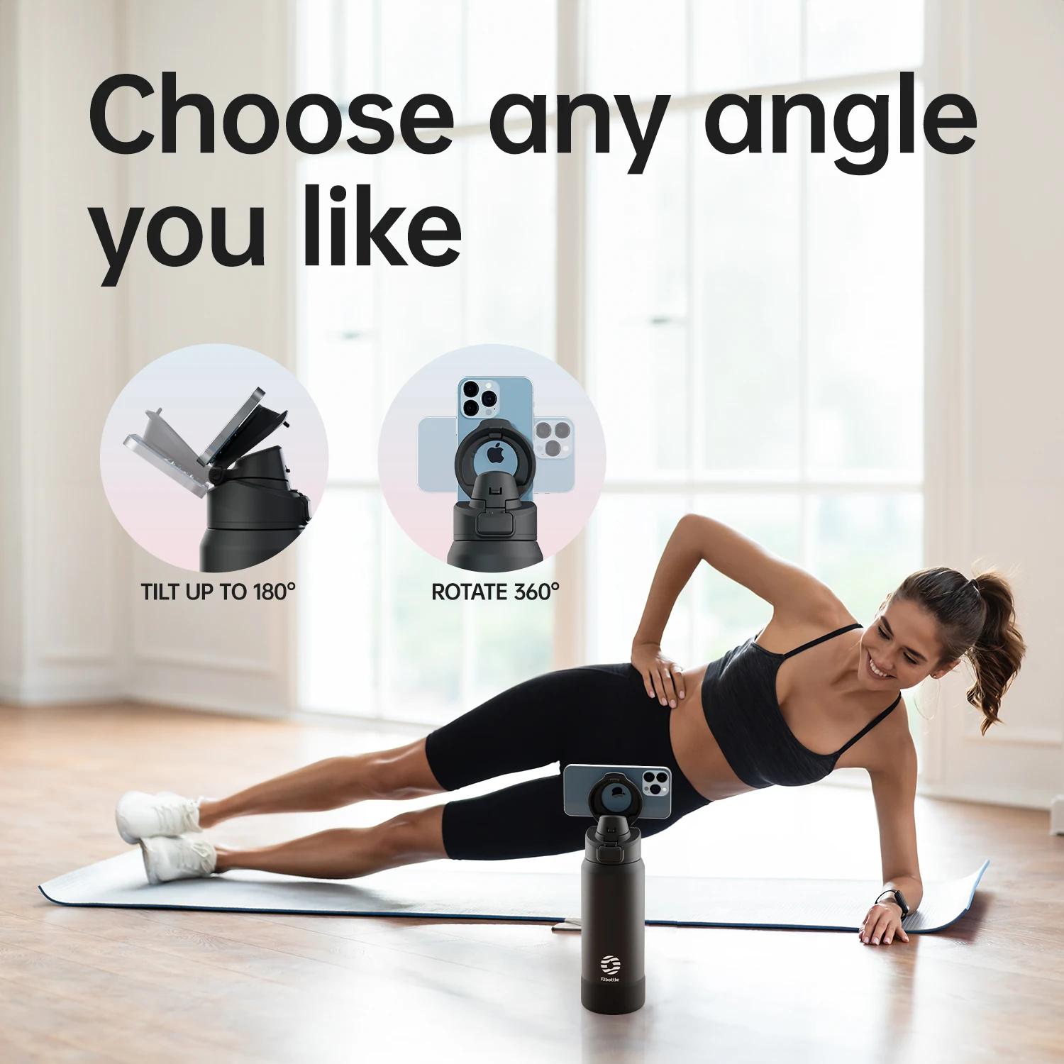 Bouteille isotherme magnétique Fjbottle en acier inoxydable, gourde de sport avec support magnétique
