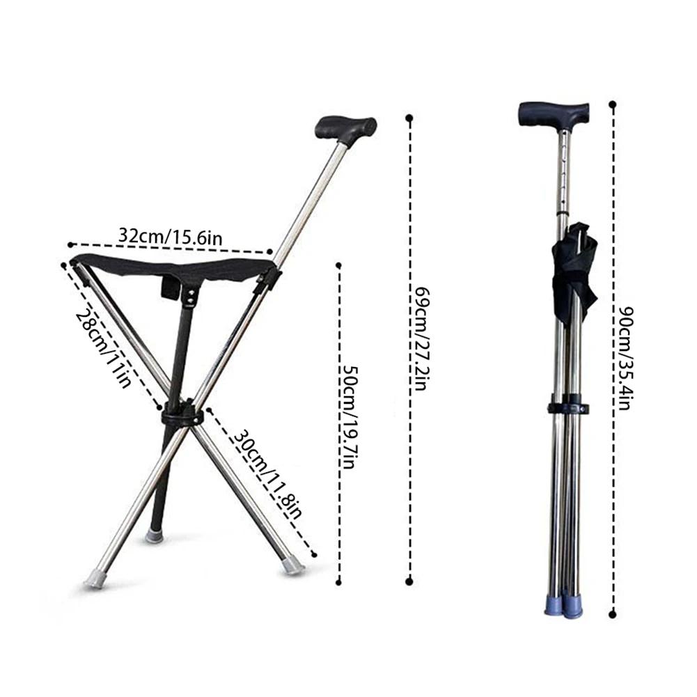Canne pliable, siège facile à transporter, tabouret Portable, chaise pliante, poignée antidérapante,