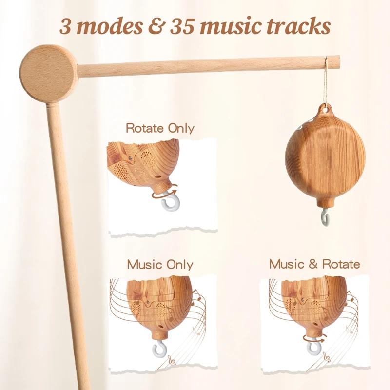Boîte à musique rotative pour nouveau-nés, berceau pour bébé de 0 à 12 mois, hochet suspendu couleur