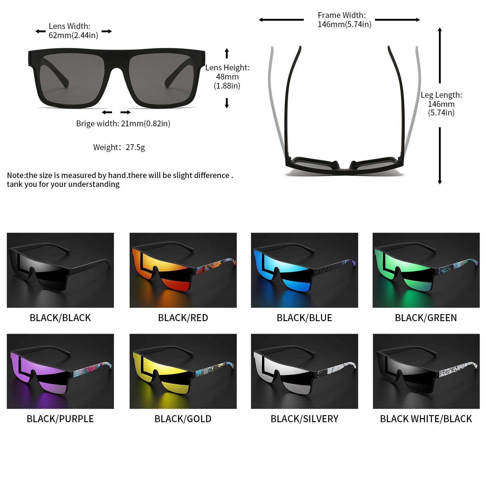 Lunettes de soleil de sport carrées colorées – Lentille une pièce avec branches à motifs, confort un