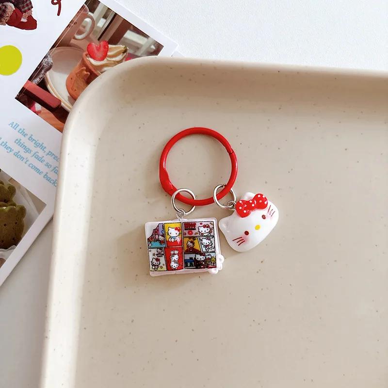 Porte-clés chat rose, pendentif de dessin animé, cœur de fille, décoration de sac de chat mignon, ac