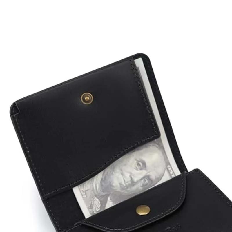 Petit portefeuille Portable pour hommes en cuir de Grain fin, Mini portefeuille Vintage en cuir véri