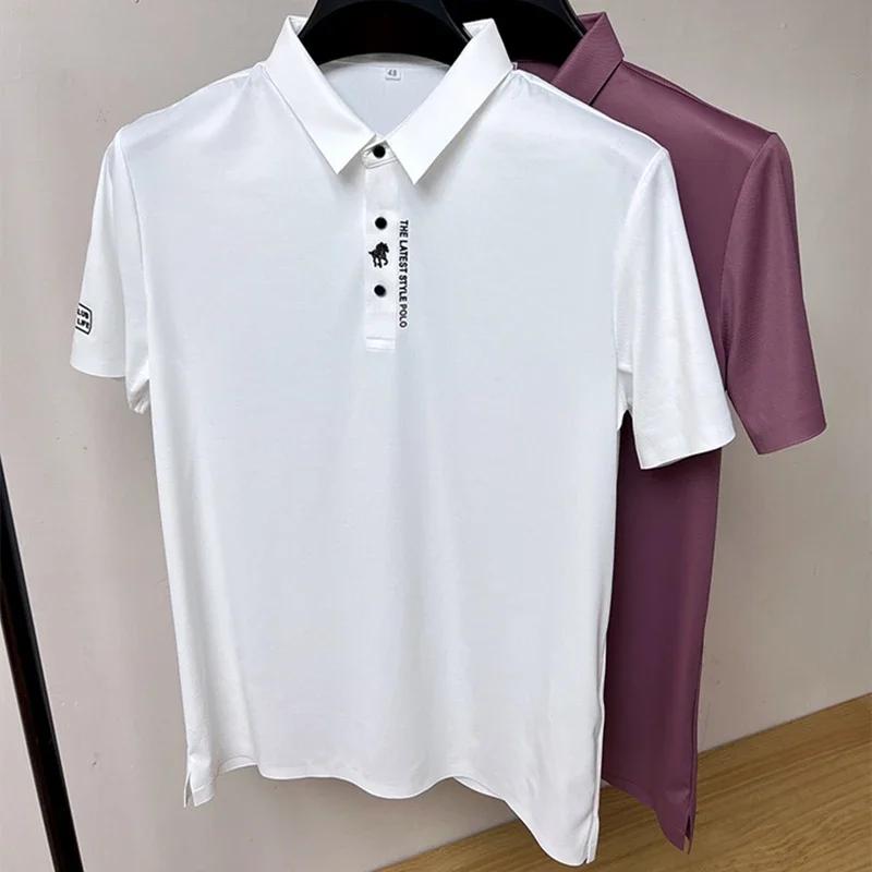 Haute qualité Ice Silk manches courtes hommes polo shirt été nouvelle marque mode broderie DESIGN TO