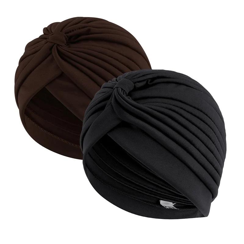 2 pièces/lot Turban extensible tête bonnet couverture torsadé plissé bandeau couleurs assorties couv