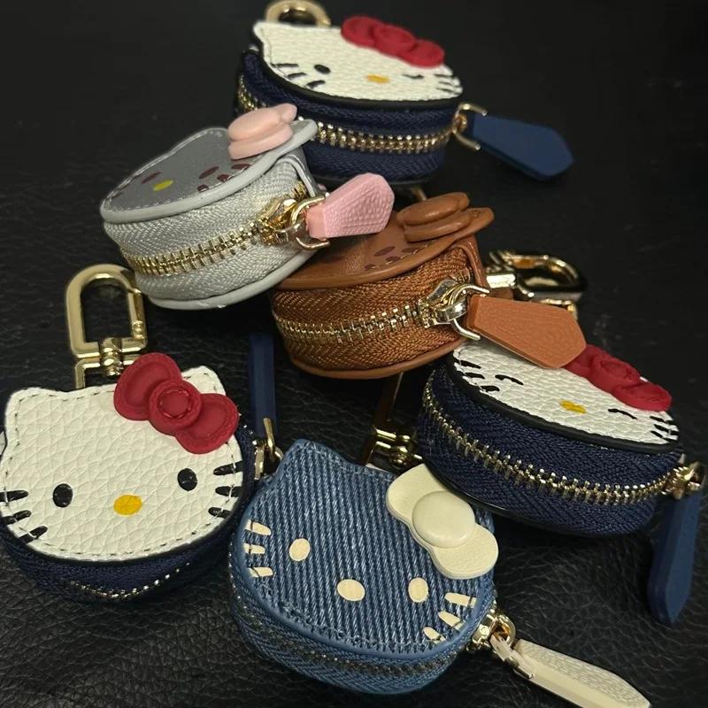 Porte-clés HelloKitty Manga personnalisé en cuir, pendentif pour sac, accessoires de mode, cadeau d'