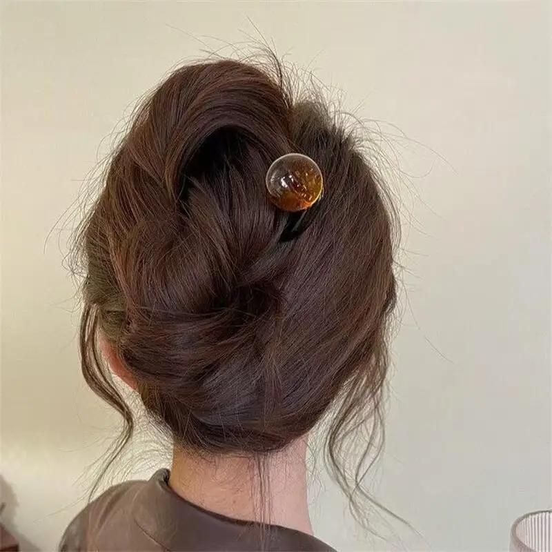 Bâtonnets à cheveux en forme de U avec perles colorées, épingle à cheveux, fourchette, chignon, doux