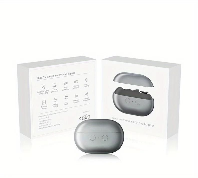 Coupe-ongles et polisseuse électrique 2-en-1 rechargeable par USB, avec lumière LED, outil de manucu