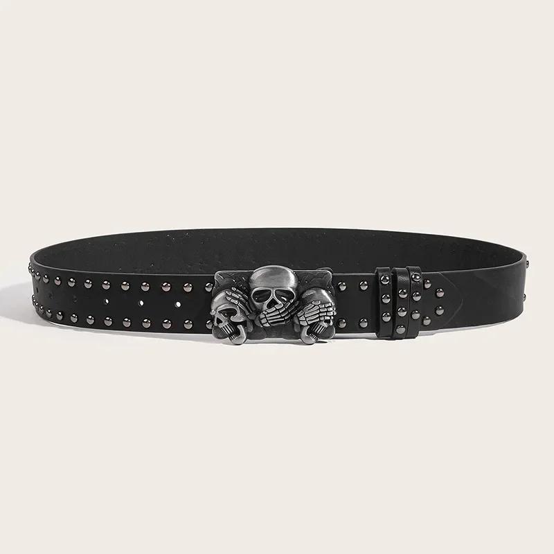 Nouvelles ceintures pour femmes de haute qualité marque de luxe Punk Goth Rivet noir jean unisexe ho