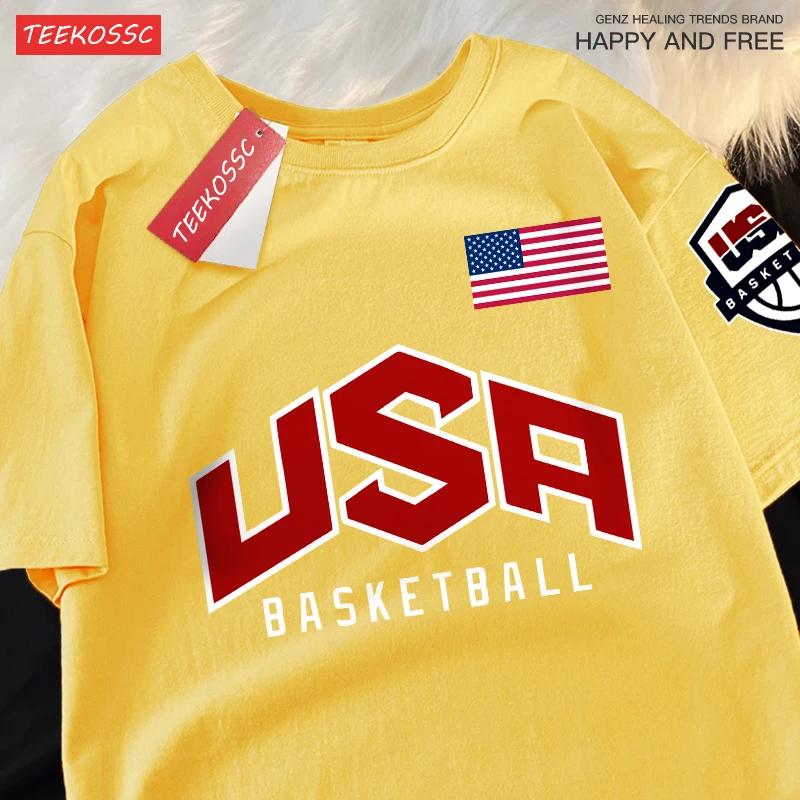 USA basket-ball imprimé rue T-Shirts décontractés hommes femmes ample surdimensionné vêtements respi