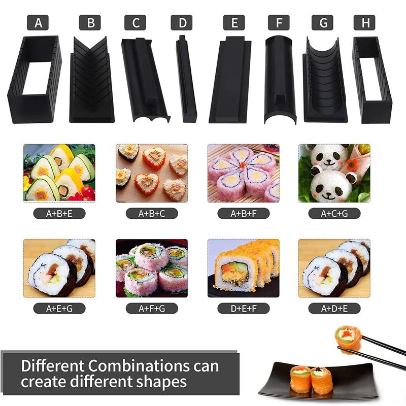 LMETJMA 10 pièces Kit de fabrication de Sushi bricolage moule à Sushi presse avec Sushi rouleau de r