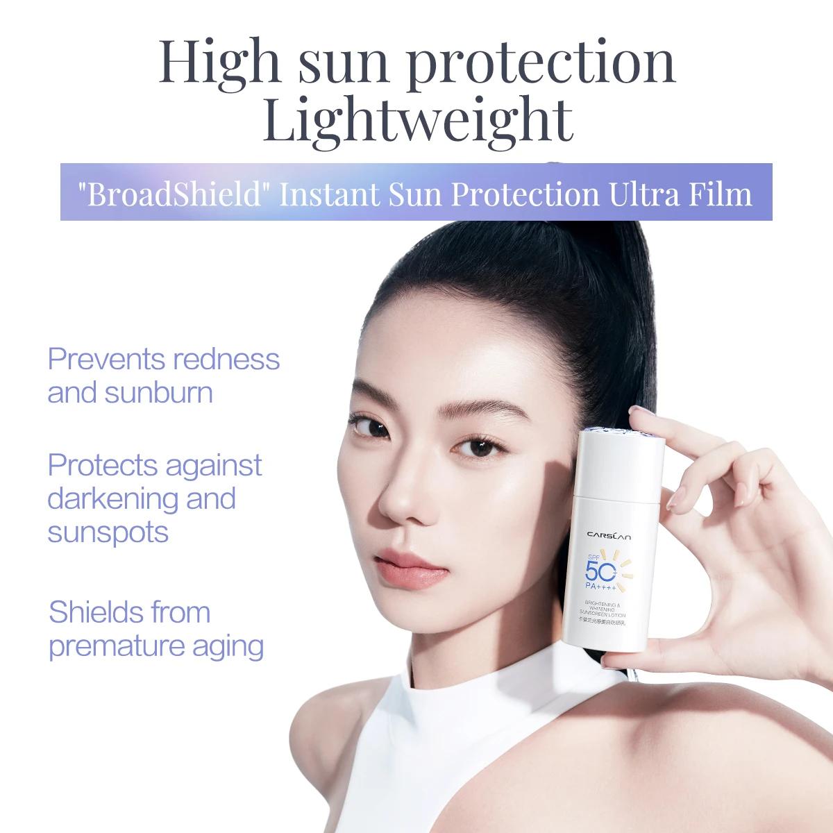 CARSLAN – Lotion solaire éclaircissante et blanchissante, légère, Non collante, imperméable, pour le