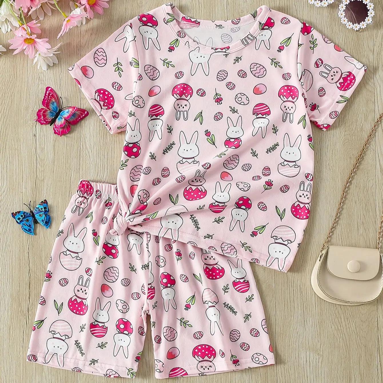Short décontracté à manches courtes pour enfants, mignon, service à domicile, imprimé ours Joker, co