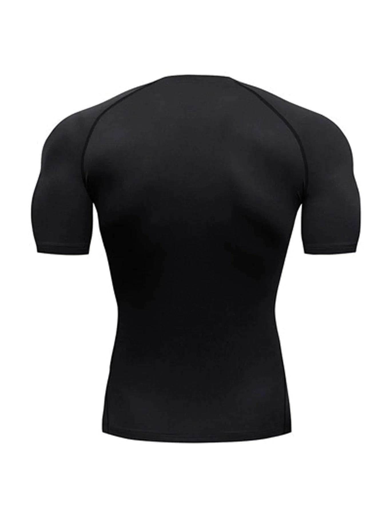 T-shirt serré de sport de musculation pour hommes T-shirt d'été à Compression col rond Gym Fitness T