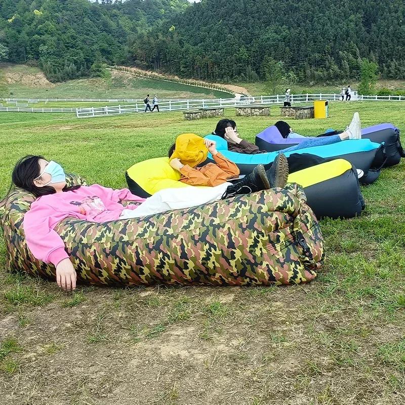 Canapé gonflable rapide pour camping, chaise longue à air, sac de couchage de plage, portable, pliab