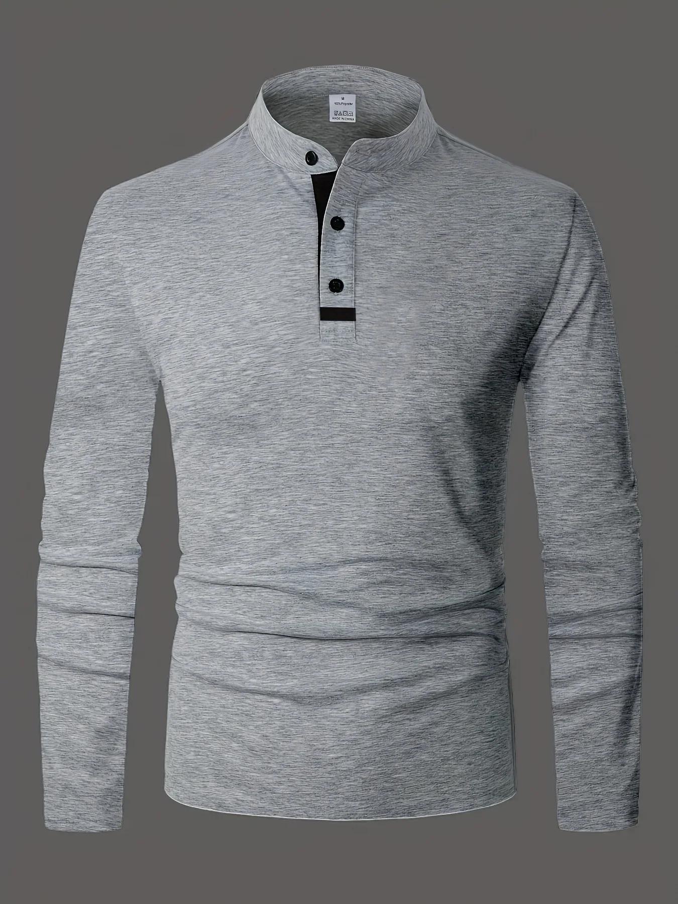 Un polo élégant à col rond pour hommes, uni épissé, adapté à porter à la maison en été, automne et h