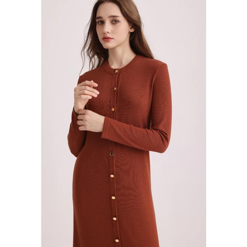 AA AW25 hiver femme robe confortable et douce tricoté Maxi bouton robe dame vêtements
