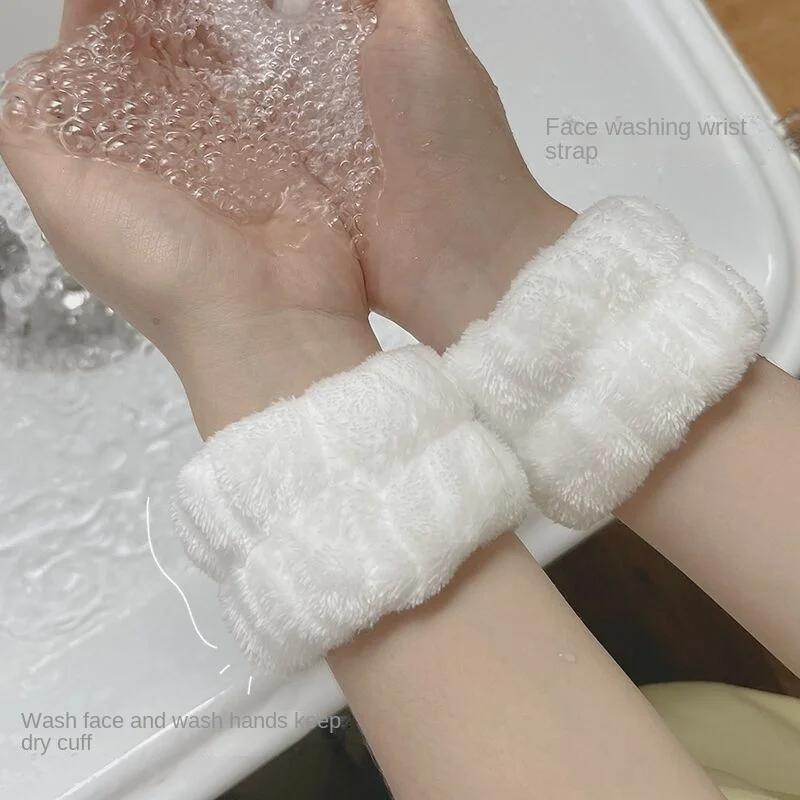 Mode 2 pièces une paire lavage du visage et du poignet bande absorber l'eau sueur essuyage Bracelet 