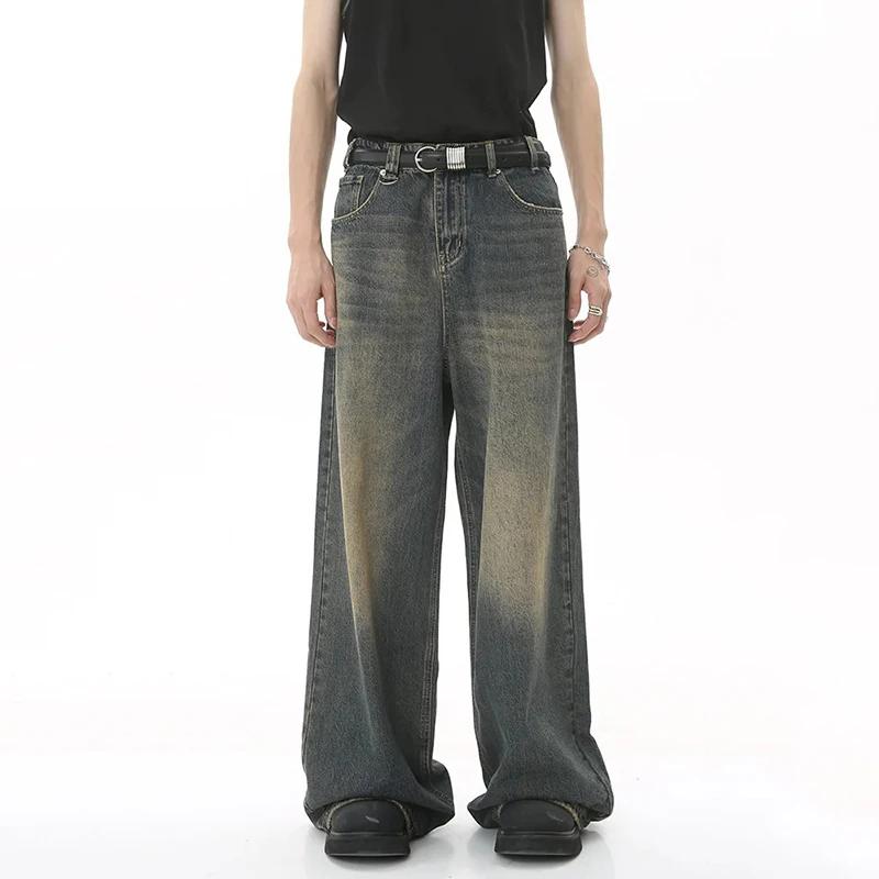 Nouveaux hommes Baggy jambe droite jambe large jean homme mode Vintage lavage pantalon Denim décontr