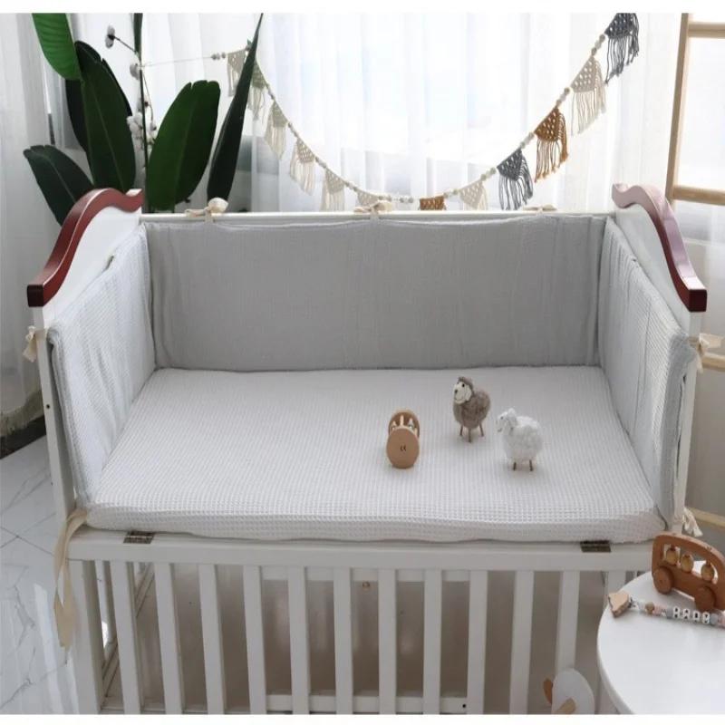 Ensemble de pare-chocs de berceau de bébé lavable en coton gaufré une pièce pour les nouveau-nés pou