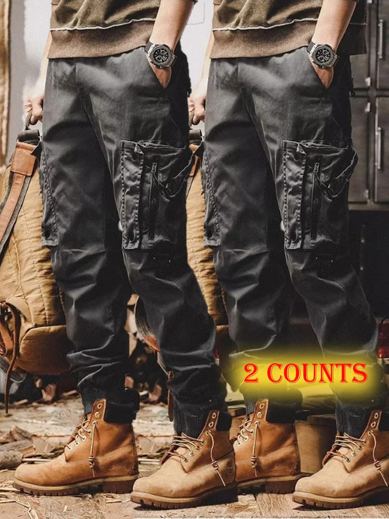 2 Pièces Nouveaux Pantalons de Travail Décontractés pour Hommes, Fins, à Cordon de Serrage, Coupe Am