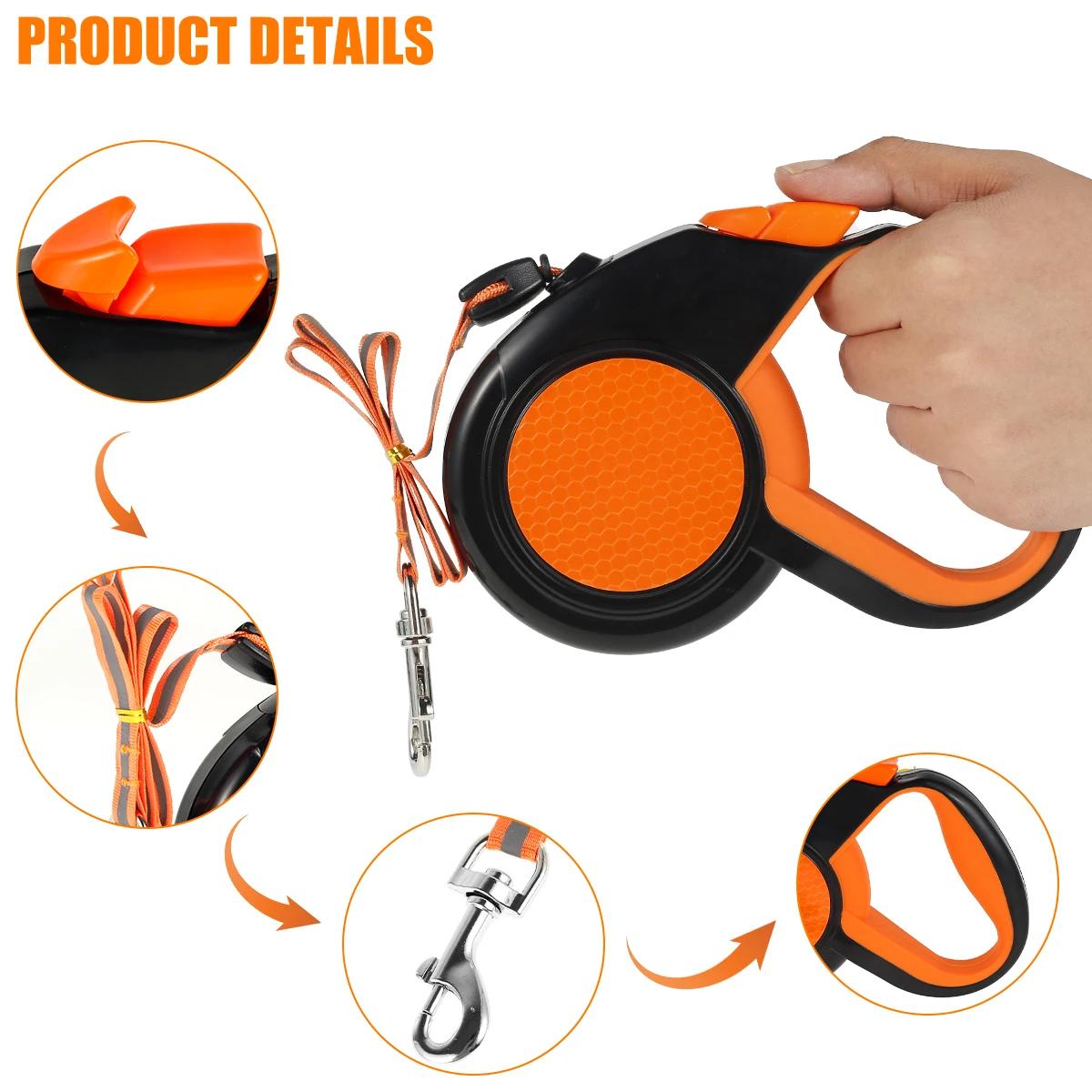 Laisse de marche rétractable pour animaux de compagnie, robuste, avec bande réfléchissante solide, p