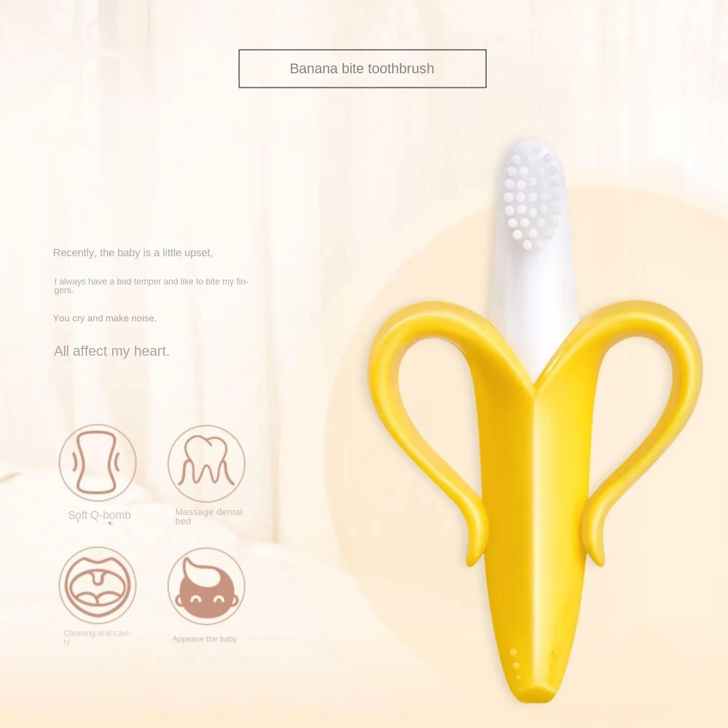 Anneau de dentition en forme de banane pour bébé, brosse à dents d'entraînement en Silicone sans BPA