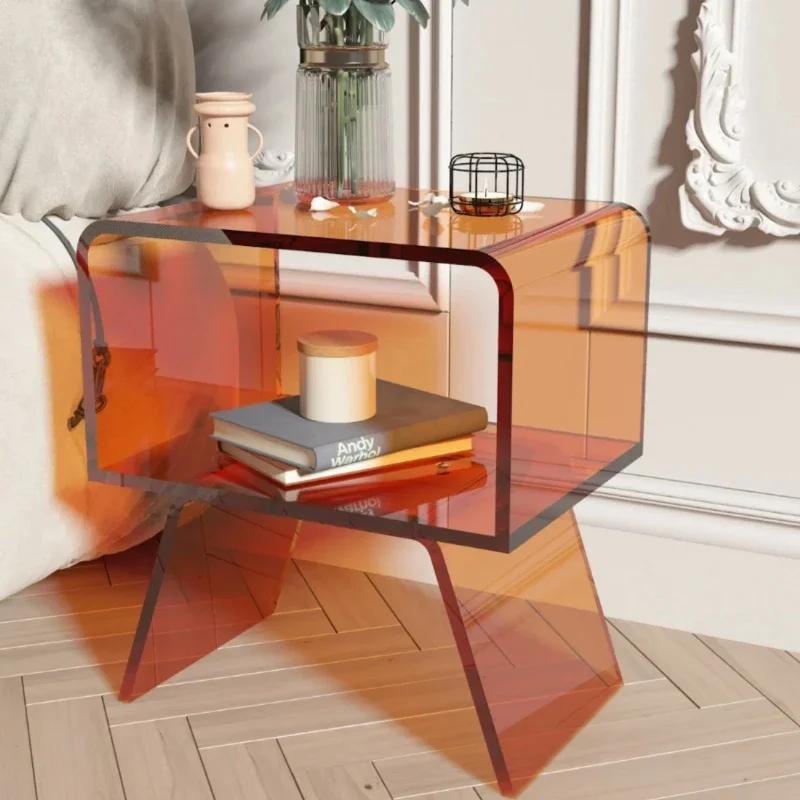Table de chevet flottante en acrylique, mini table basse, salon, table d'appoint de canapé, petit ap
