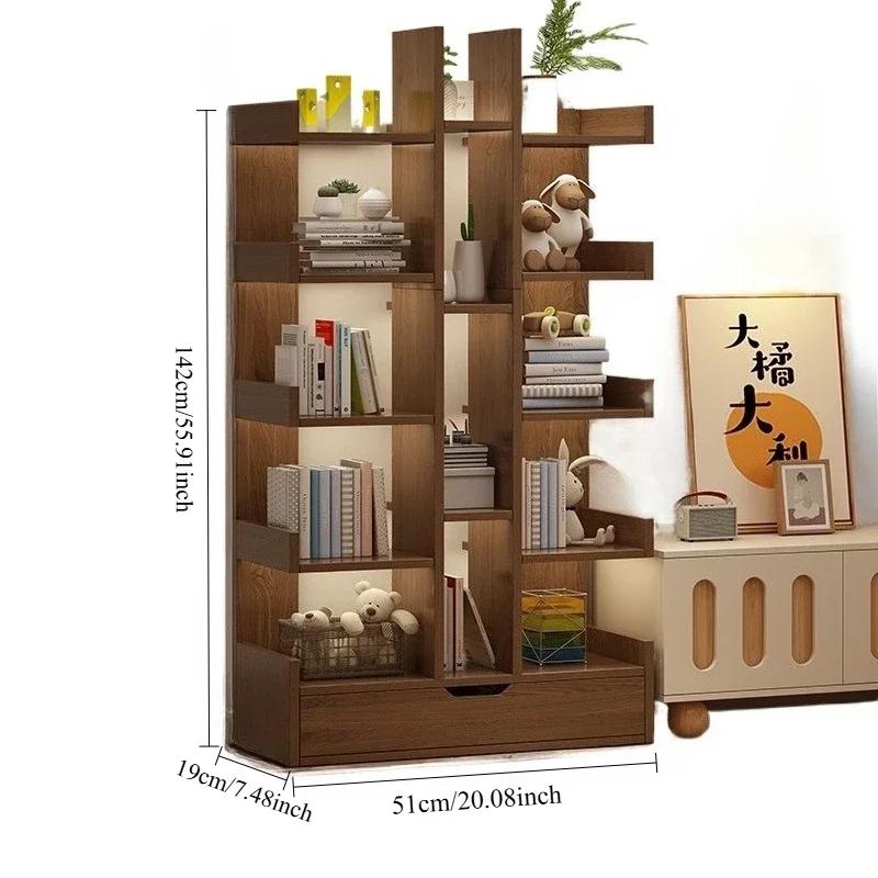 Bibliothèque de salon en bois massif, armoire de bureau Simple et moderne, étagère à livres multi-ni