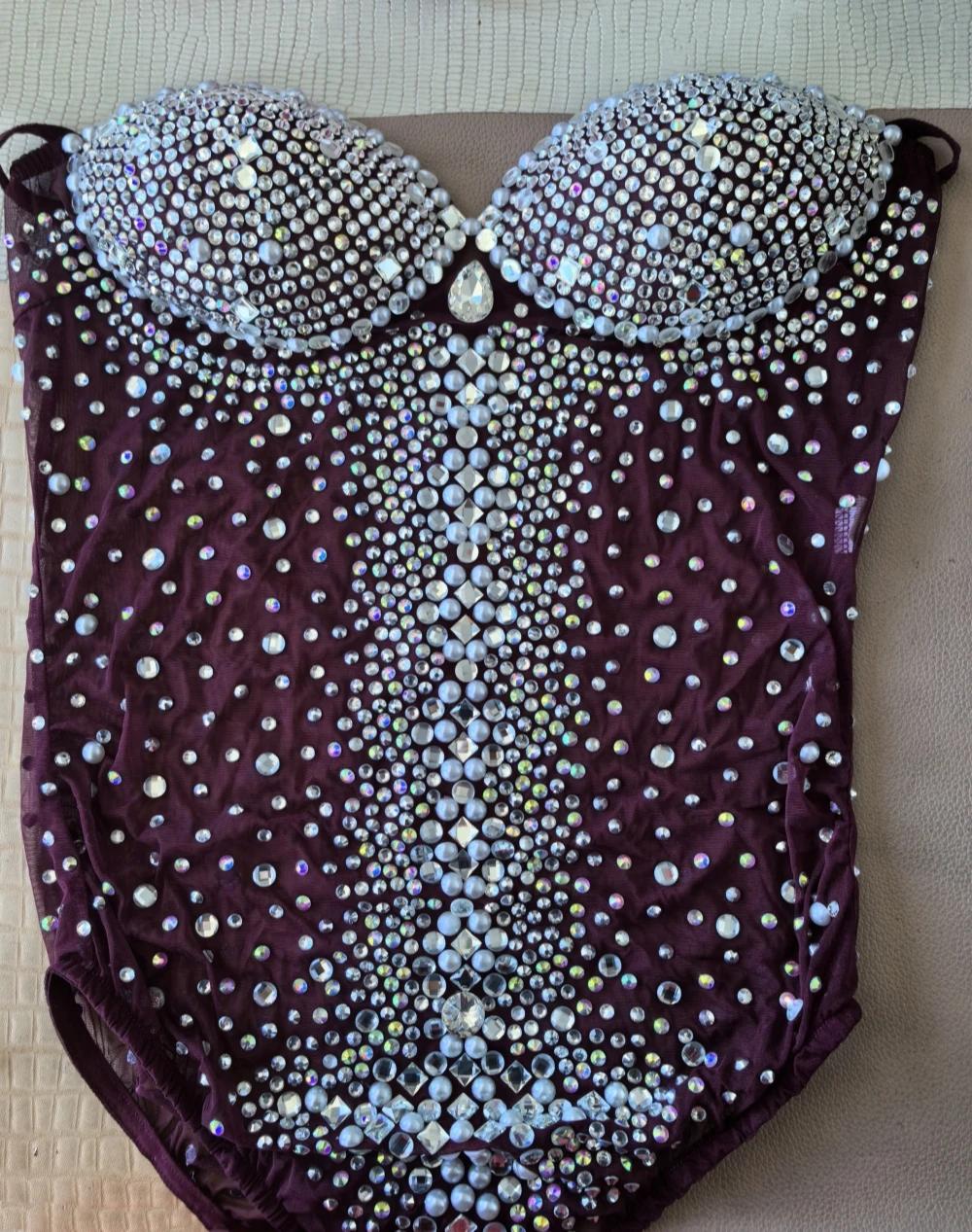Luxueux cristal maternité photographie body extensible perle strass maternité Photo Shoot body combi