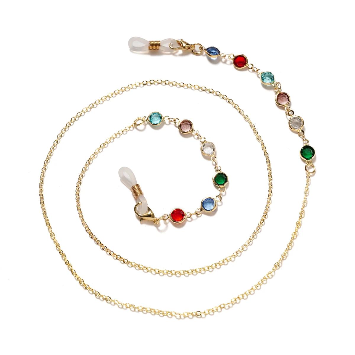 Chaînes de masquage de lunettes de soleil pour femmes, perles acryliques et cristal, lanière en verr