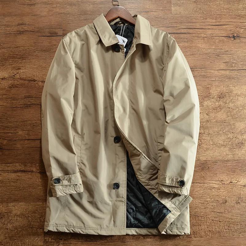 Veste coupe-vent pour homme printemps-automne, col rabattu vintage, simple boutonnage, trench-coat m