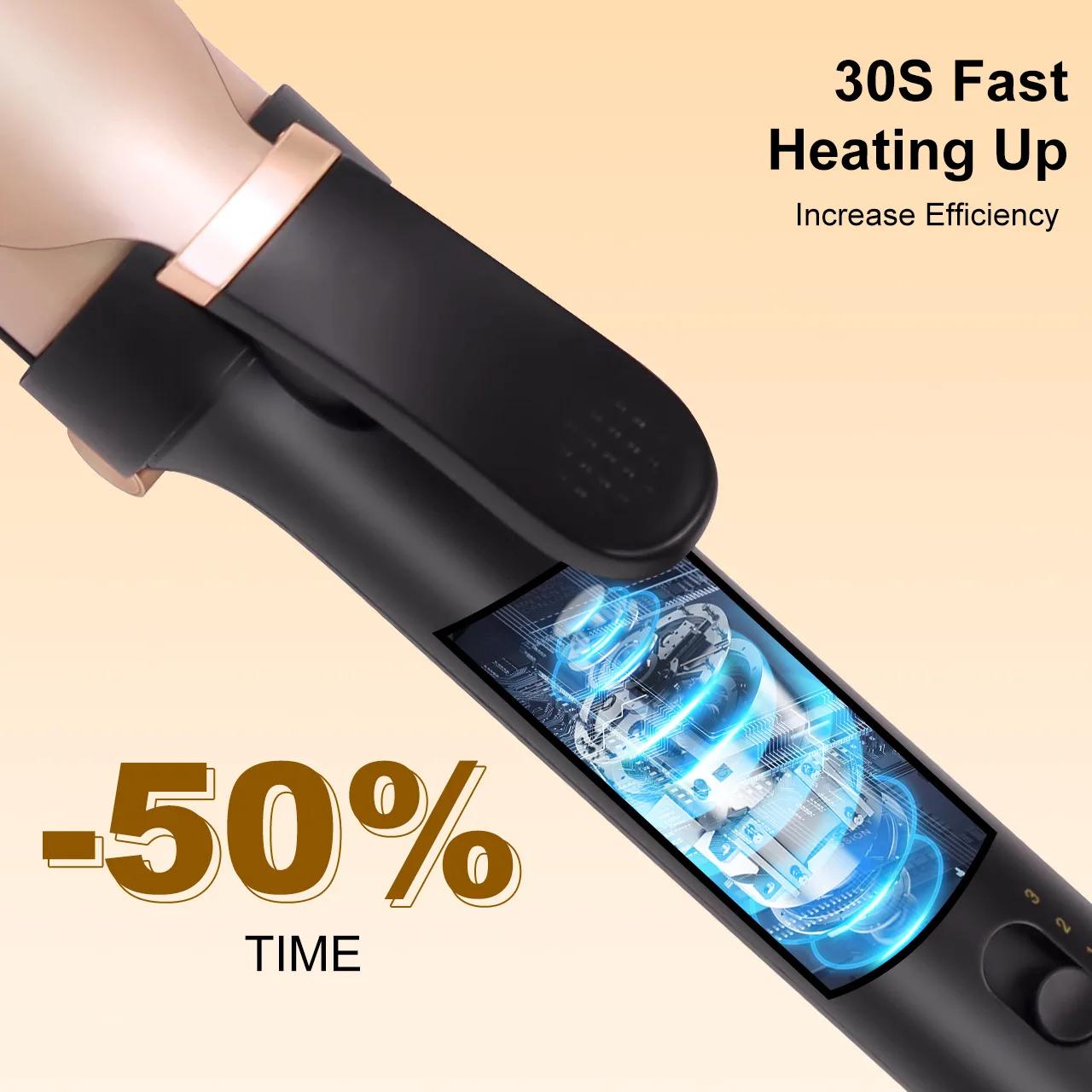 Hatteker fer à friser électrique pour femmes contrôle de température à 3 niveaux en céramique protec
