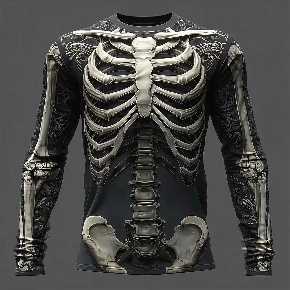 T-Shirt de sport à manches longues pour hommes, décontracté, rétro, loisirs, léger, impression de co