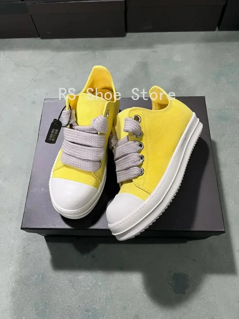 Ro hommes chaussure blanc jaune daim bas baskets décontractées en cuir Jumbo lacets femmes baskets v