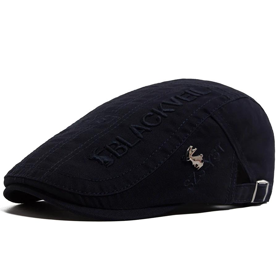 Béret pour hommes, casquette plate brodée de lapin, visière de printemps et d'été pour hommes, casqu