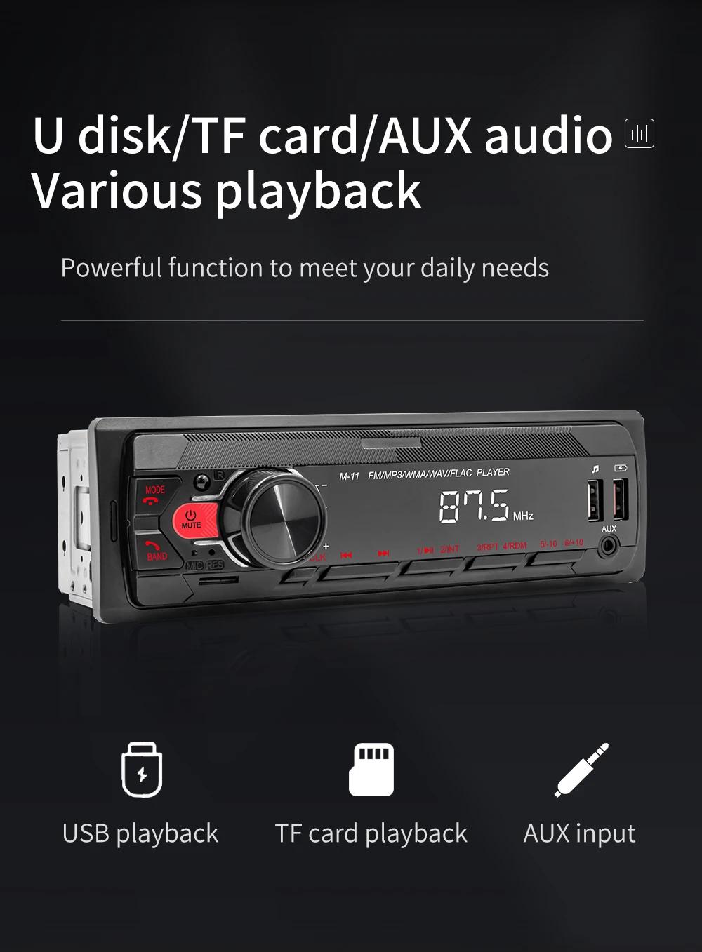 ESSGOO autoradio 1 Din MP3 autoradio Bluetooth FM AUX dans USB boutons colorés APP télécommande 1Din