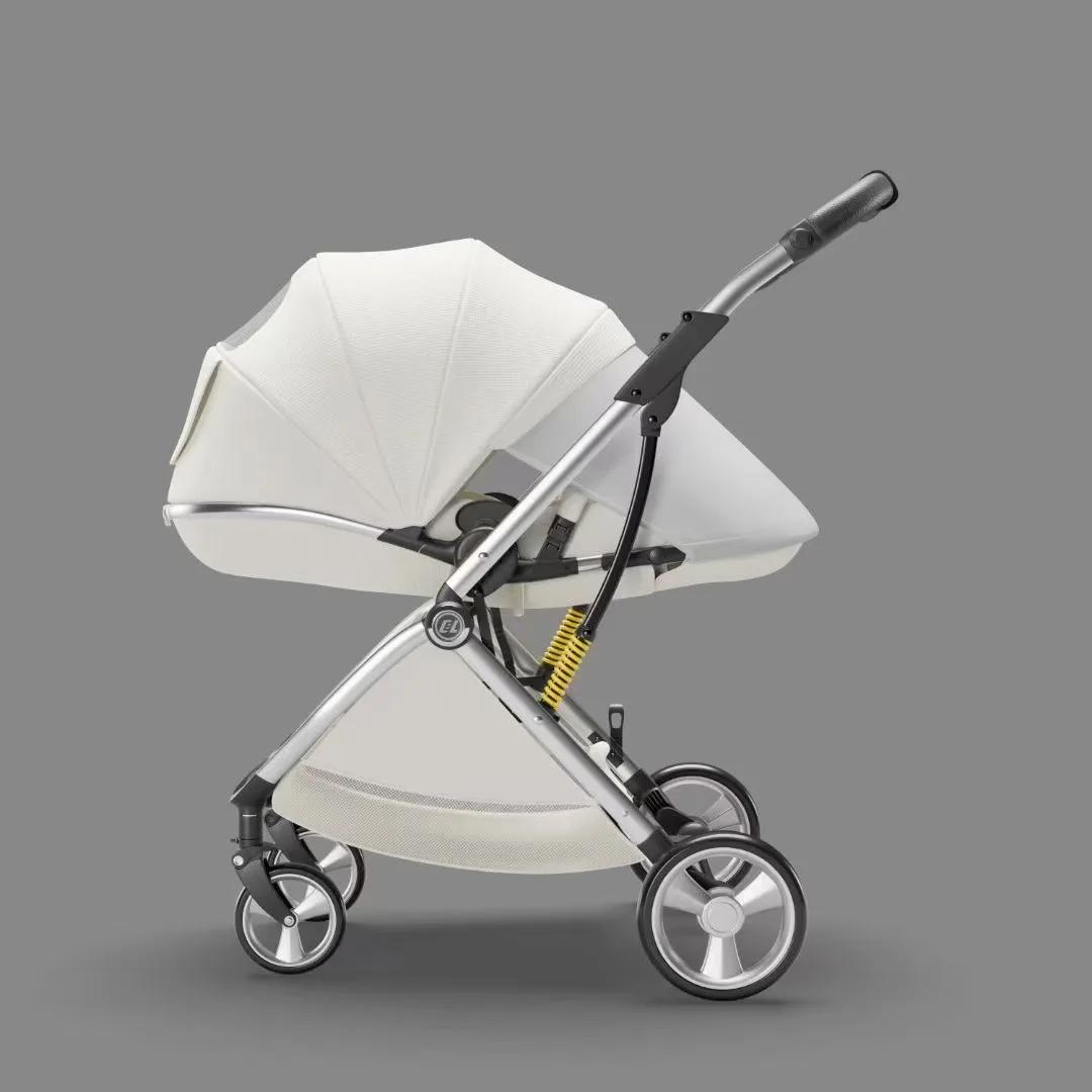 Poussette de luxe pour nouveau-né, chariot bidirectionnel à grande vue, poussette pliable en forme d