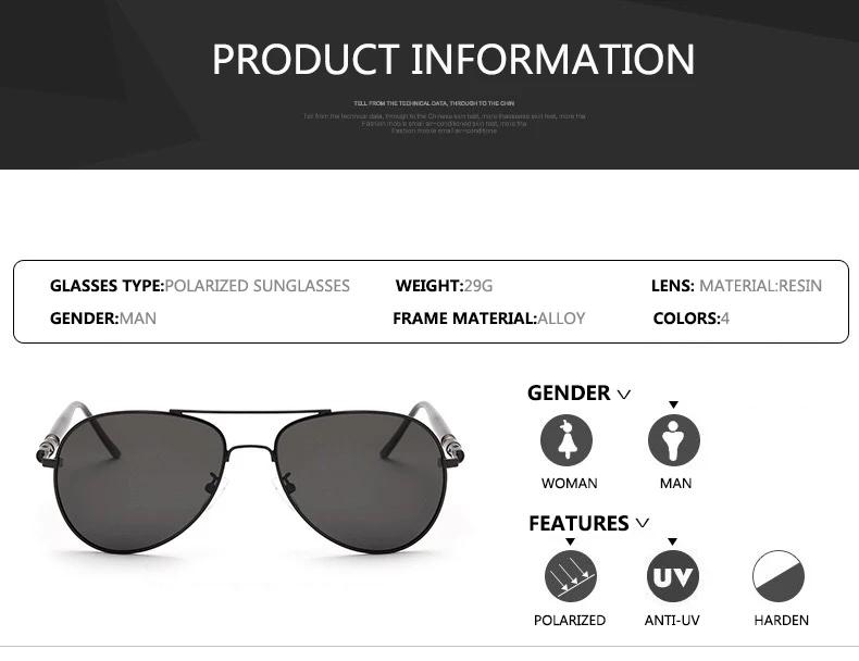 Lunettes de soleil hommes polarisées mode classique pilote lunettes de soleil pêche conduite lunette