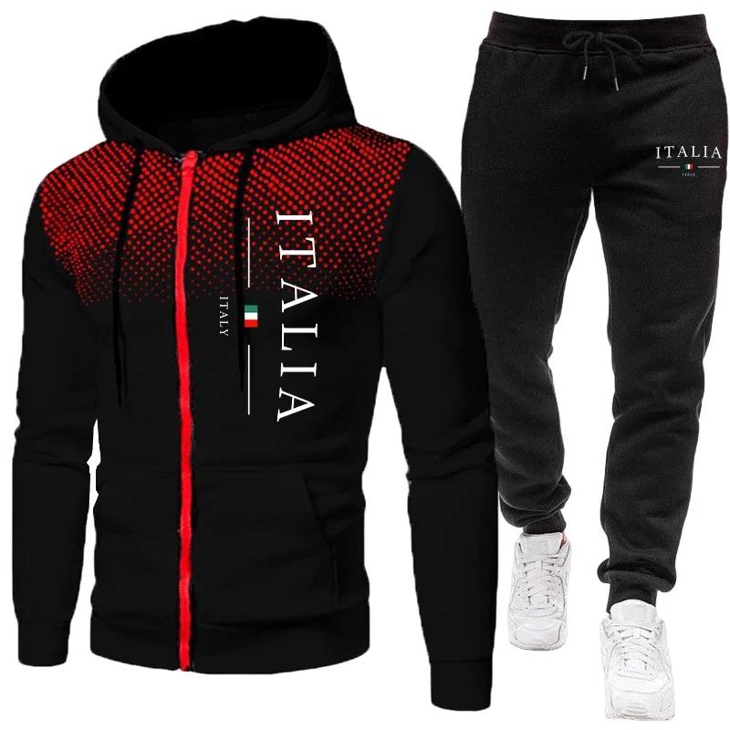 Automne hiver populaire hommes survêtement fermeture éclair à capuche et pantalons de survêtement ur
