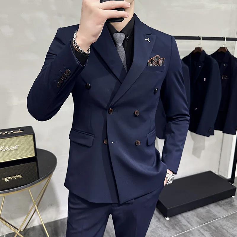 Ensemble 2 pièces pour homme, blazer + pantalon, tenue d'affaires décontractée, moulante, tenue de m