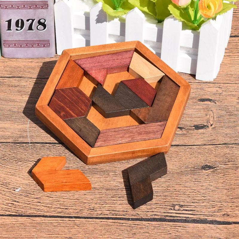 Planche de puzzle en bois de forme géométrique, casse-tête pour enfants, jouets éducatifs en bois No