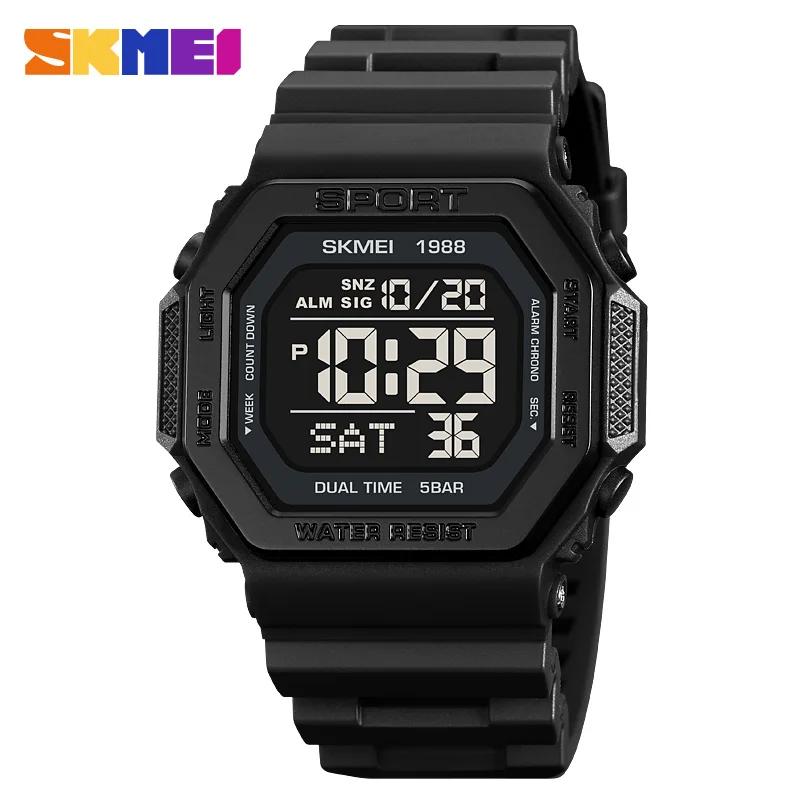 SKMEI 1988 montre de sport numérique pour hommes LED affichage militaire compte à rebours montres ét