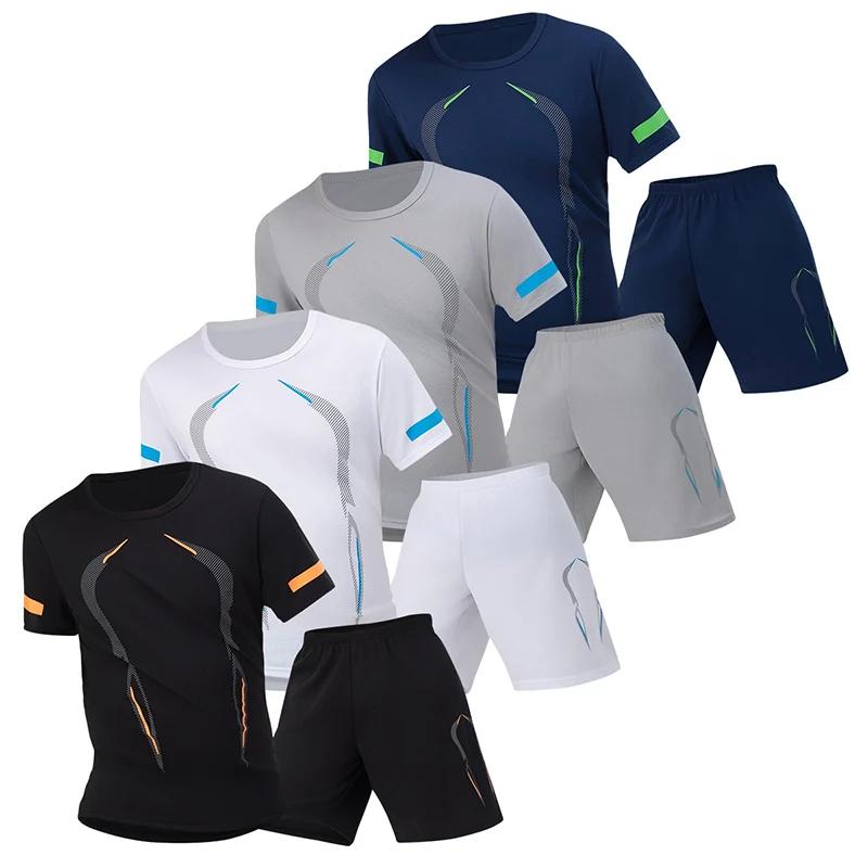 2 ensembles de taille européenne et américaine homme pantalon court à manches courtes costume homme 